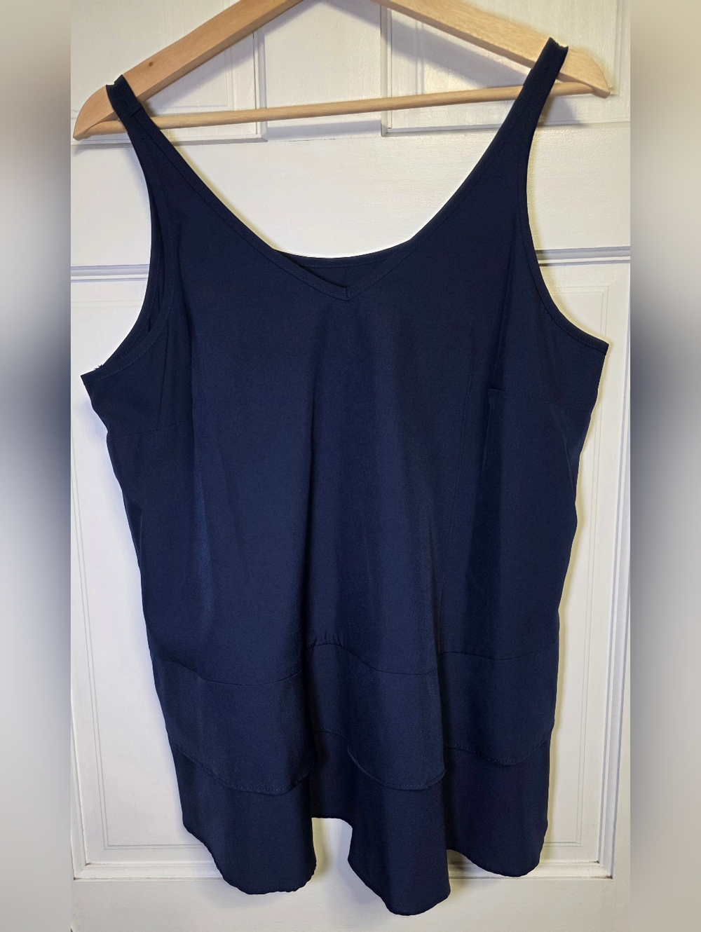 Emery Rose Navy Sleeveless Tiered Flowy Tank Top Blouse Shirt- 0XL